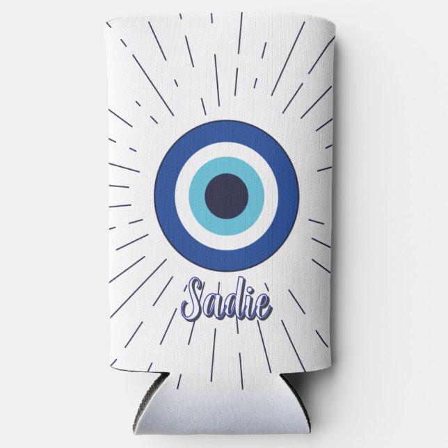 evil eye customizable  seltzer can cooler (Front)