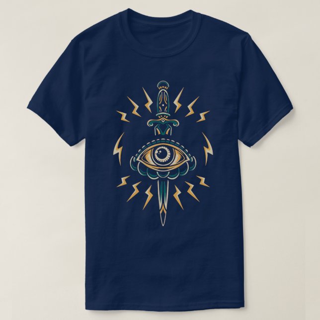 Evil Eye Dagger Lightning Bolts T-Shirt (Design Front)