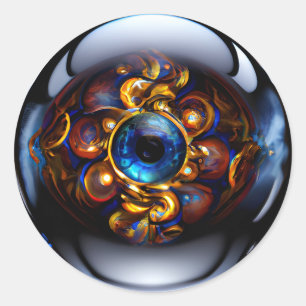 Evil Eye Dark Blue Classic Round Sticker