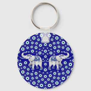 Evil Eye Elephant Good Luck Charm Keychain