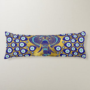Evil Eye Elephant Mandala Ornament Body Pillow