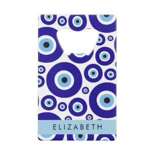 Evil Eye, Greek Eye, Turkish Eye, Mati, Your Name Credit Card Bottle Opener
