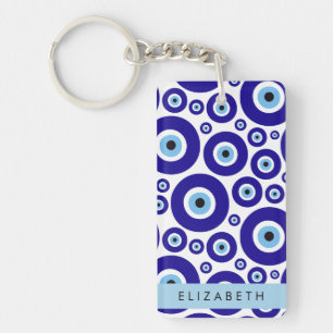 Evil Eye, Greek Eye, Turkish Eye, Mati, Your Name Keychain