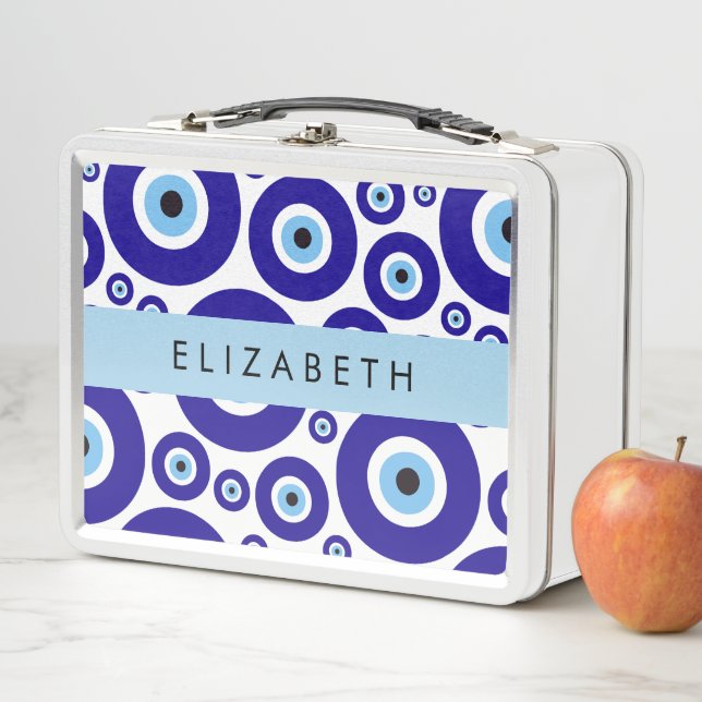 Evil Eye, Greek Eye, Turkish Eye, Mati, Your Name Metal Lunch Box (In Situ)