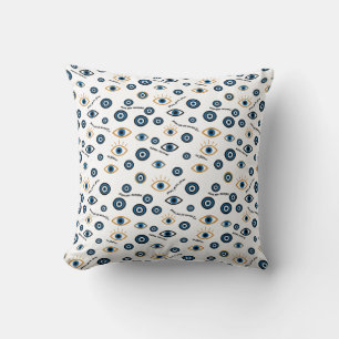 Evil Eye Greek Pattern: “Ftou Ftou” Amulet Throw Pillow