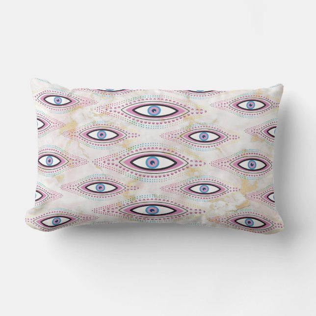 Evil Eye Happy Colourful Art  Lumbar Pillow (Front)