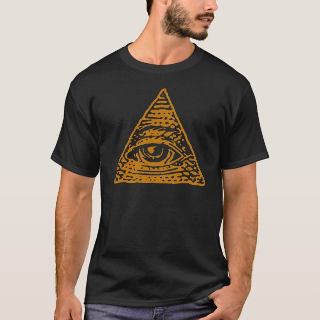 Evil Eye Illuminati Sun Pyramid Symbol Graphic Tee (Front)
