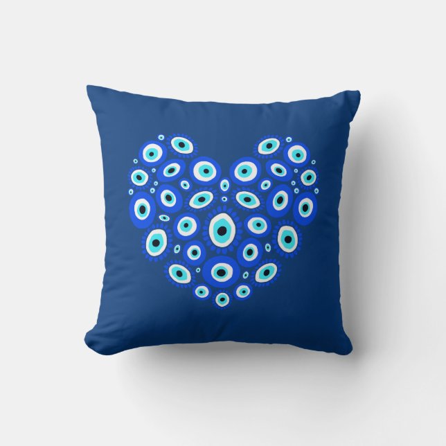 Evil Eye Love Heart Unisex Throw Pillow (Front)