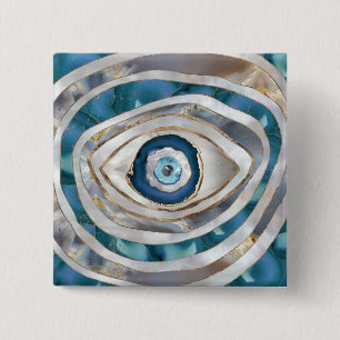 Evil Eye Mineral textures and gold 2 Inch Square Button