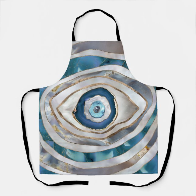 Evil Eye Mineral textures and gold Apron (Front)