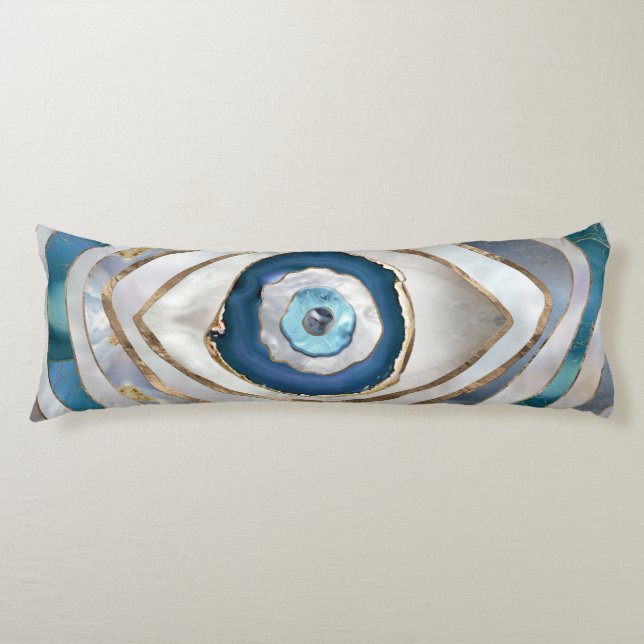 Evil Eye Mineral textures and gold Body Pillow (Front)