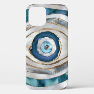 Evil Eye Mineral textures and gold iPhone 12 Case