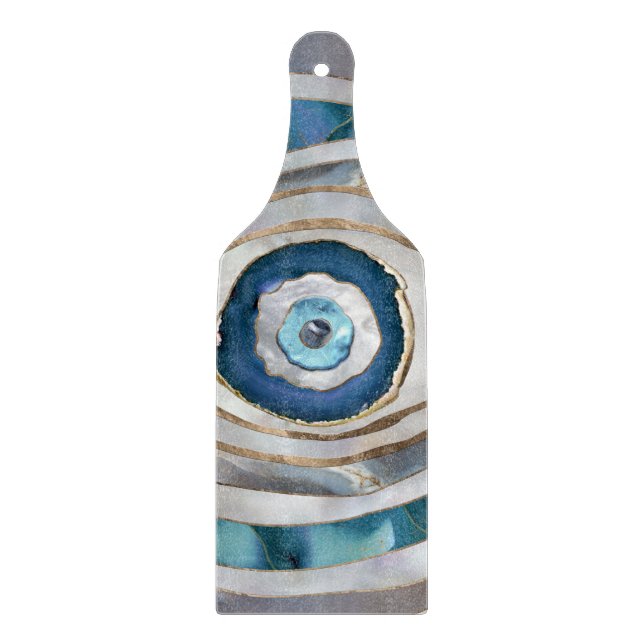 Evil Eye Mineral textures and gold Cutting Board (Front)