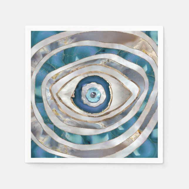 Evil Eye Mineral textures and gold Napkin (Front)