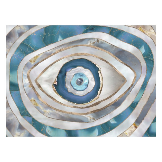 Evil Eye Mineral textures and gold Tablecloth (Front (Horizontal))
