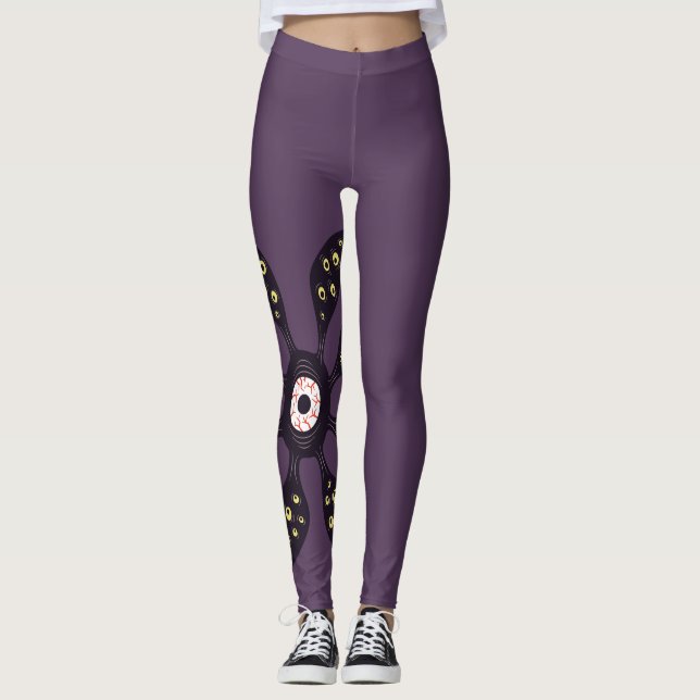 Evil Eye Monster Creepy Weird Gothic Art Leggings (Front)