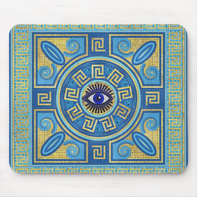 Evil Eye Mosaic Tile ornament Mouse Pad (Front)