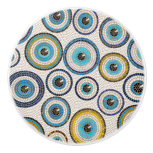 Evil Eye Mosaic Tile Pattern Ceramic Knob