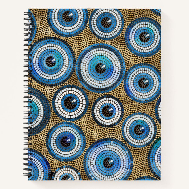 Evil Eye Mosaic Tile Pattern Notebook (Front)