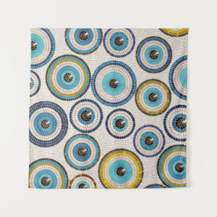 Evil Eye Mosaic Tile Pattern Tapestry