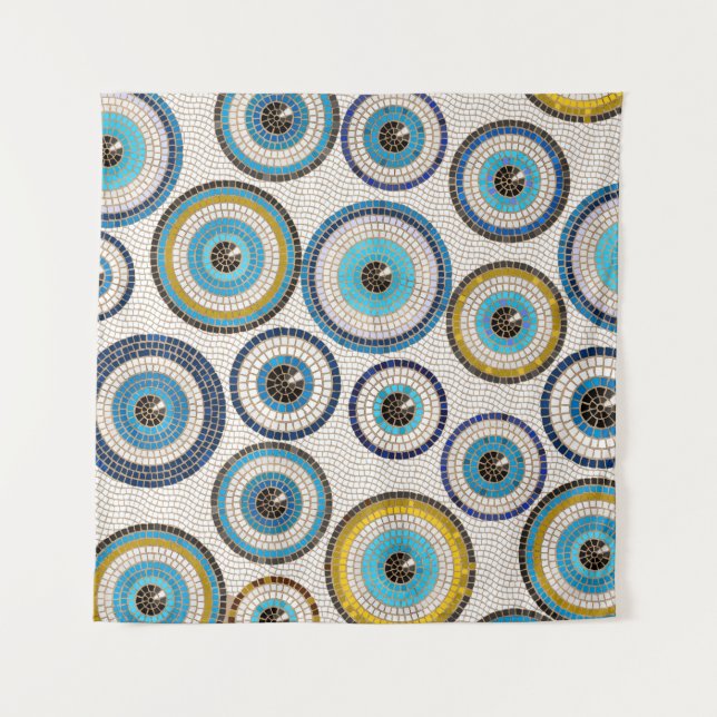 Evil Eye Mosaic Tile Pattern Tapestry (Front)