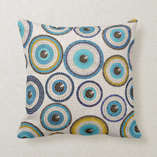 Evil Eye Mosaic Tile Pattern Throw Pillow