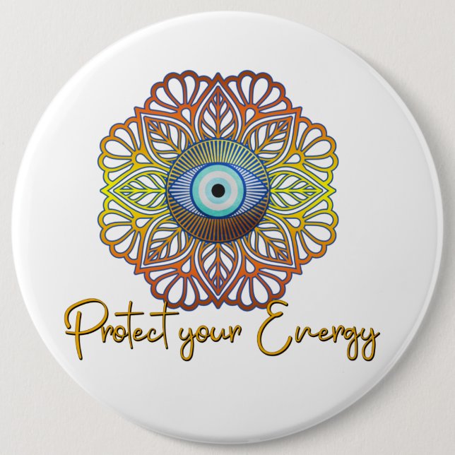 Evil Eye Mystical Celestial Third Eye Energy  6 Inch Round Button (Front)