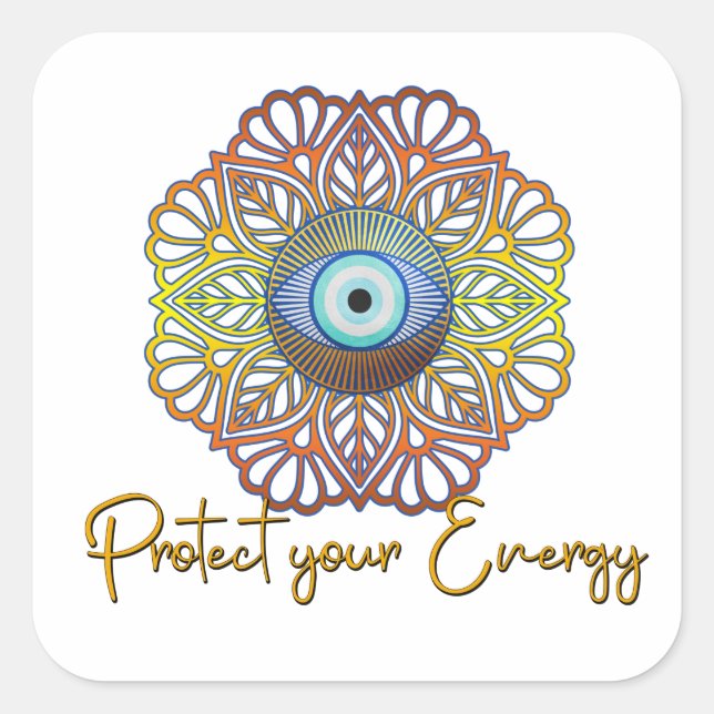 Evil Eye Mystical Celestial Third Eye Energy  Square Sticker (Front)