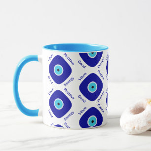 Evil Eye Nazar Art, Good Vibes Positive Energy Mug