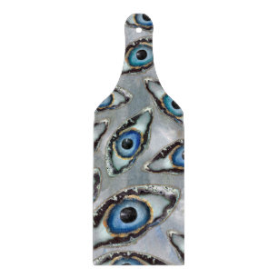 Evil Eye Pattern Geodes and Crystals on pearl Cutting Board