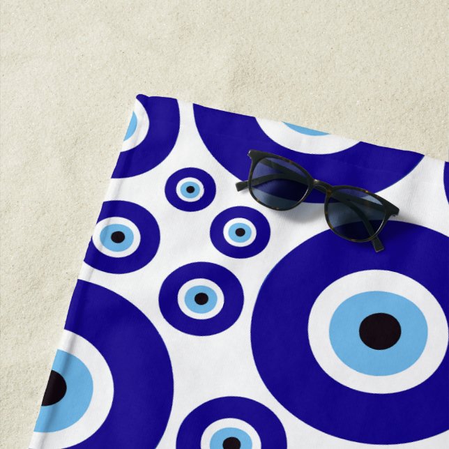 Evil Eye Pattern, Greek Eye, Turkish Eye, Nazar Beach Towel (In Situ)