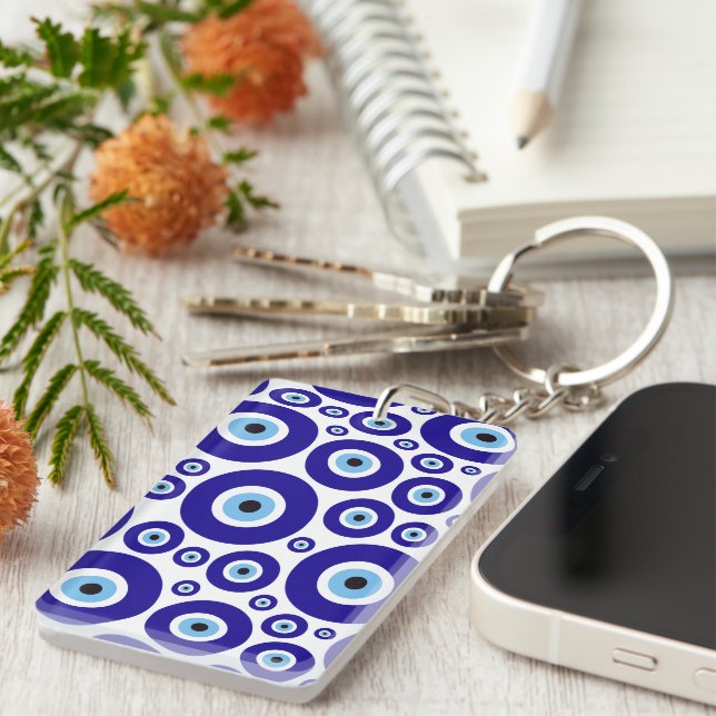 Evil Eye Pattern, Greek Eye, Turkish Eye, Nazar Keychain (Front Right)