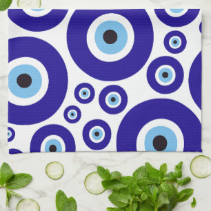 Evil Eye Pattern, Greek Eye, Turkish Eye, Nazar Kitchen Towel