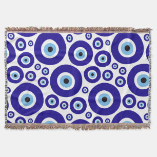 Evil Eye Pattern, Greek Eye, Turkish Eye, Nazar Throw Blanket