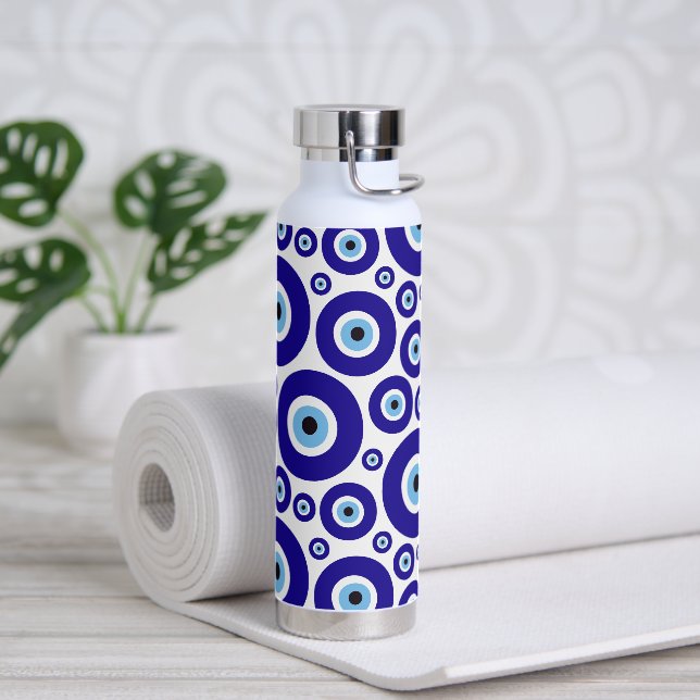 Evil Eye Pattern, Greek Eye, Turkish Eye, Nazar Water Bottle (Yoga)