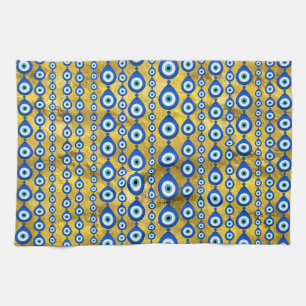 Evil Eye pattern on golden texture Kitchen Towel