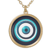 Evil Eye Pendant Necklace - Greek Charm Faux Gold  (Front)