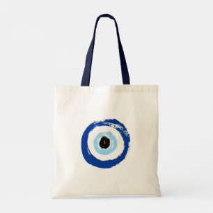 Evil Eye Printed Canvas Natural Tote Bag