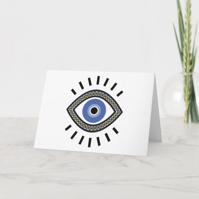 Evil eye protection ethnic traditional bead amulet card (Front)