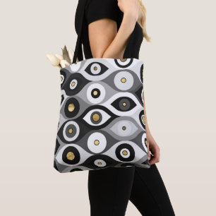 Evil Eye protection pattern grayscale and gold Tote Bag