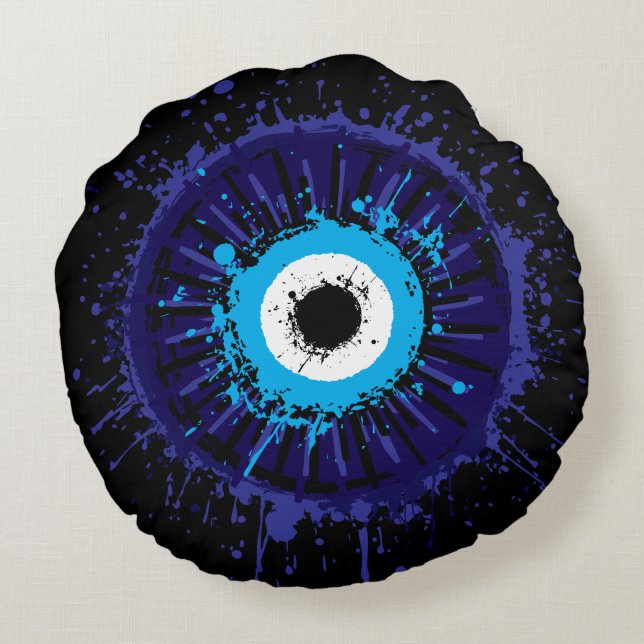 Evil Eye Protection Round Pillow (Back)