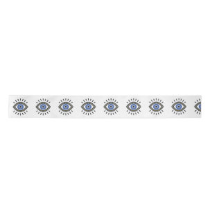 Evil eye protection symbol, blue eye satin ribbon
