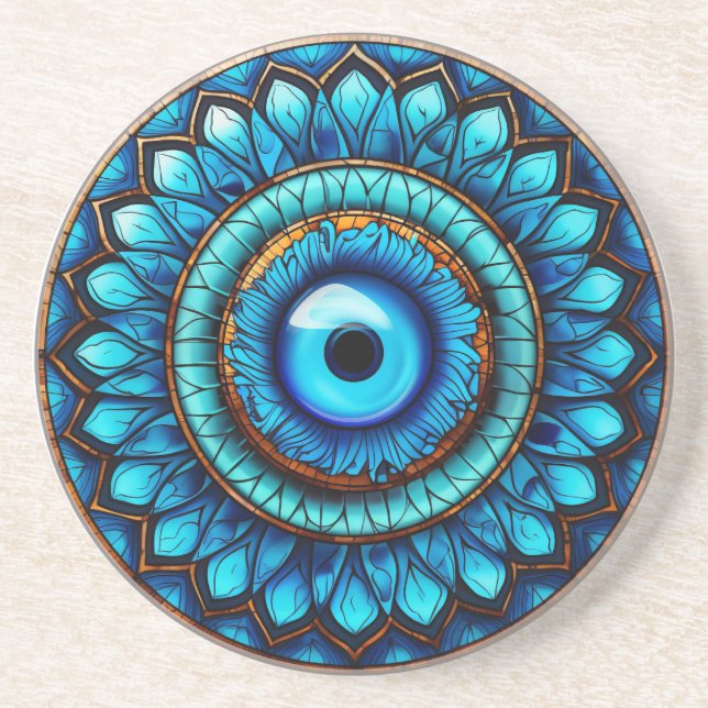 Evil Eye Sandstone Coaster (Front)