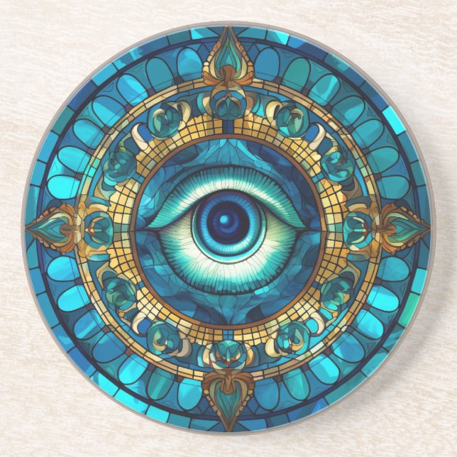 Evil Eye Sandstone Coaster (Front)