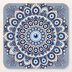 Evil eye square paper coaster