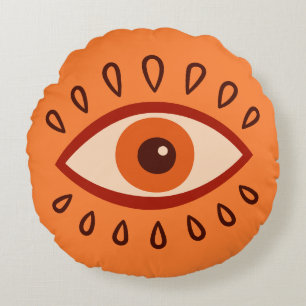 Evil Eye Sunset Boho Decor Accent Throw  Round Pillow