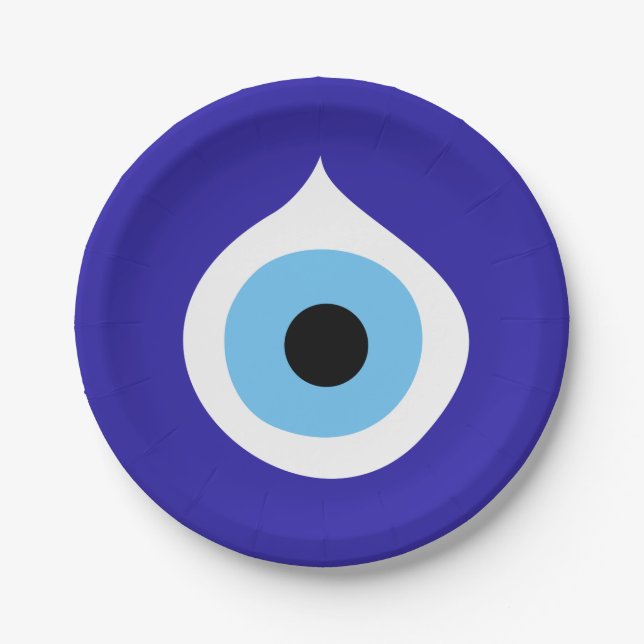 evil eye symbol ancient nazar fatima talisman char paper plate (Front)