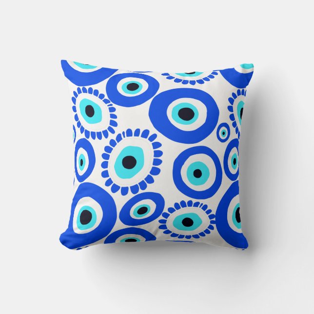 Evil Eye Symbol Brightly Coloured Throw Pillow (Front)