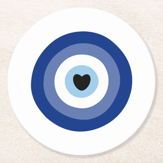 Evil Eye Symbol Protection Round Paper Coaster (Front)