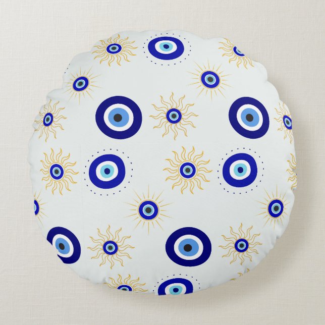 Evil Eye Symbol Round Pillow (Front)